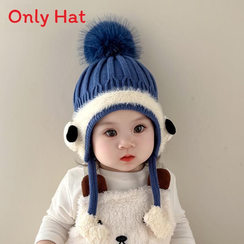 Baby Ear Protection Knit Hat With Cute Animal Design For Winter Warmth