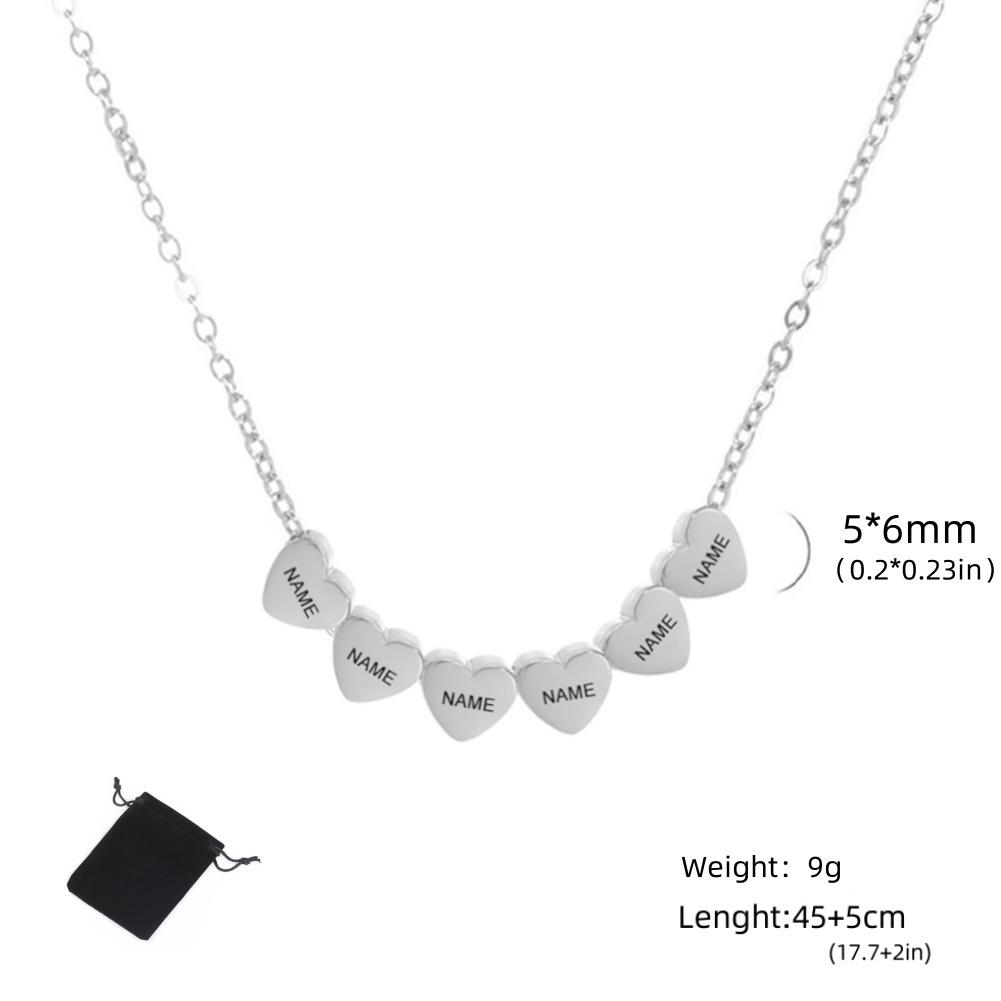 Customized Name Date Mini Minimalist Love Necklace Stainless Steel Heart Shaped Women's Necklace Fashion Couple Jewelry Gift