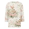 Women's Fashion Casual Easter Printed V-neck Short Sleeve Decorative Button Seven Sleeve T-shirt Top