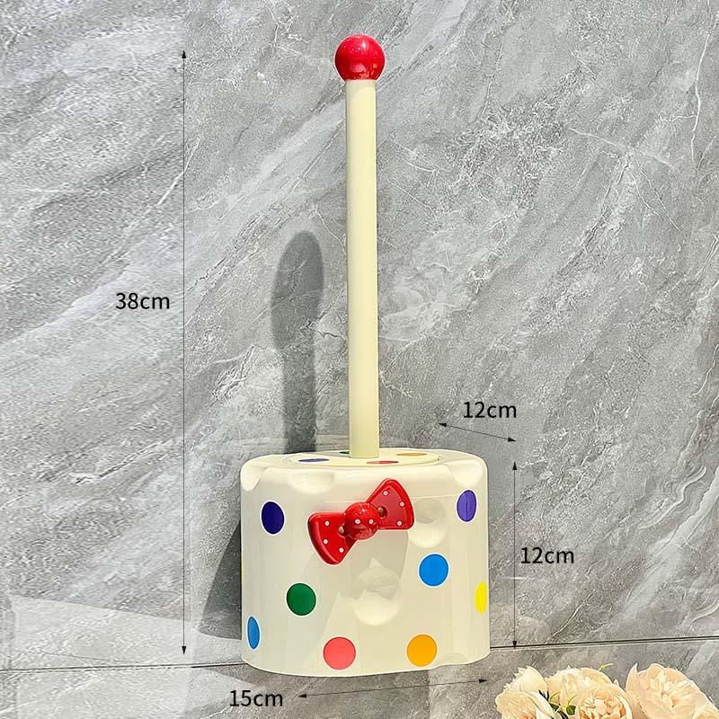 

Cute Creative Polka Dot Bow Brush Dopamine Household Bathroom Cleaning Wear-resistant Artifact Wall-mounted Toilet Brush