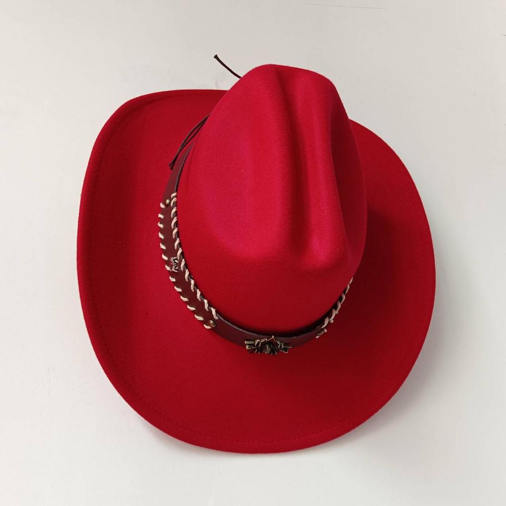 Cowboyhut Kuhkopf-Accessoires Cowboyhut einfarbiger Filzhut Herren und Damen großer Rand Outdoor-Hut Ritterhut