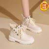Winter new velvet Martin boots women's large size platform short boots women's warm leather boots