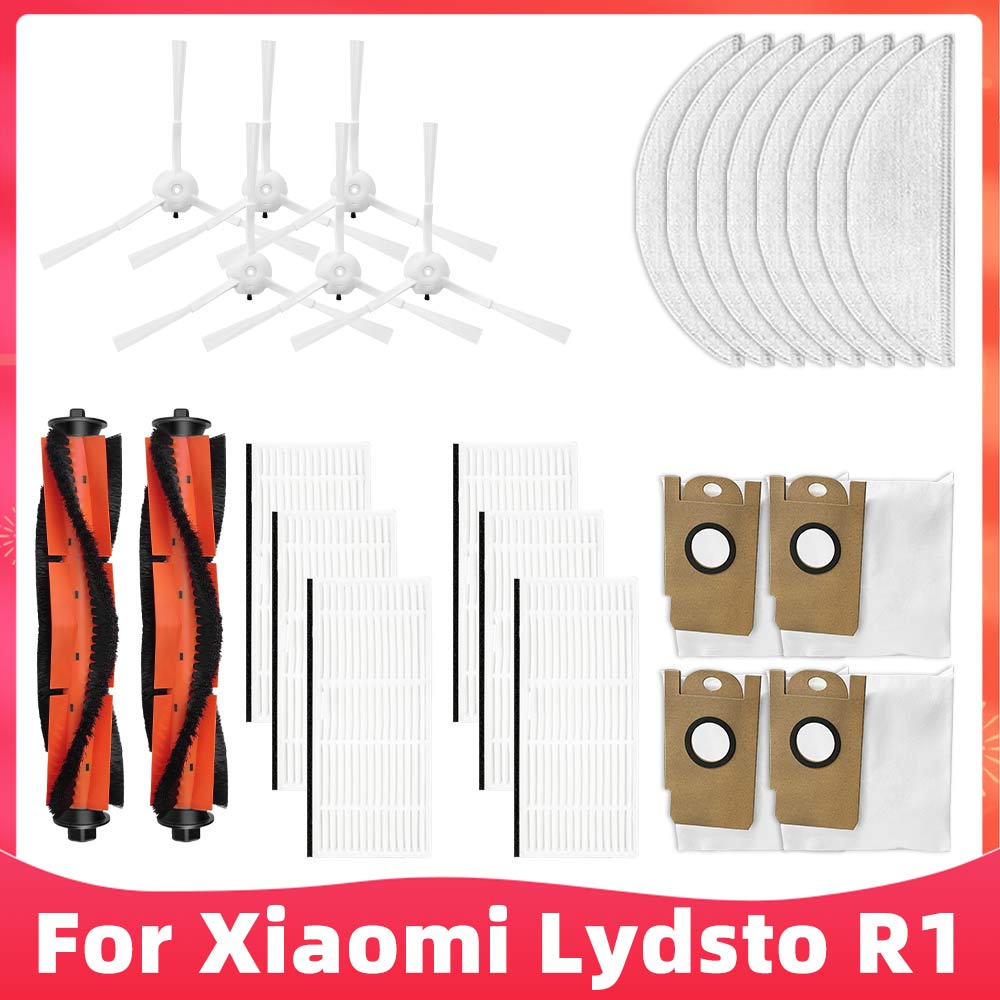 Fit For Xiaomi Lydsto R1 Robot Vacuum Cleaner Spare Parts Main Brush Side Brush Hepa Filter Mop Dust Bag Replacement Accessories