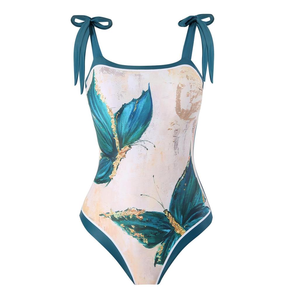 2023 Retro Chiffon Long Swimsuit Cover-Up: European & American One-Piece Bikini for Beach & Spring