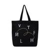 Korean Version of the New Alphabet Printed Bag Women's Large-capacity Canvas Shoulder Bag Casual Fashion Portable Drawstring Fresh Bag