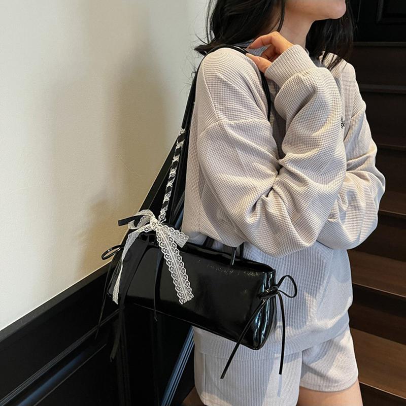 Spring New Simple Sweet Bow Ribbon Shoulder Bag Commuter and Leisure Versatile Underarm Bag for Women CLE