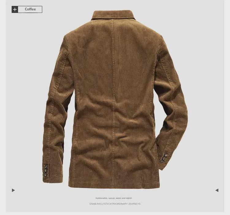 Giacca Suit Casual Retro in Velluto a Coste Autunno/Inverno con Revers Piatto in Cotone 58179