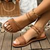 Fashion Fashionable Casual Flat Sandals for Women Plus Size Women's Shoes New Style Braided Foot Elastic Band Roman Beach Shoes