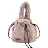 Autumn and winter new plush bag women's Korean version fashion portable bucket bag pumping belt simple single shoulder oblique span hair bag women