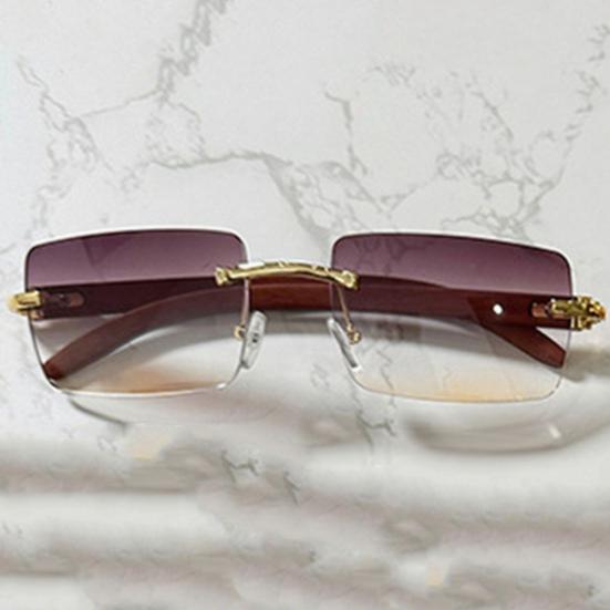 Rimless Rectangle Sunglasses Vintage Frameless Square Sunglasses for Men Women UV400 Protection Eyewear for Driving Travel Outdoors