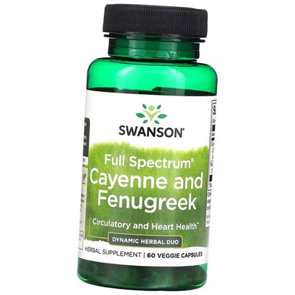 

Кайенский перец и пажитник, Full Spectrum Cayenne and Fenugreek, Swanson 60вегкапс (71280392) 60vcaps