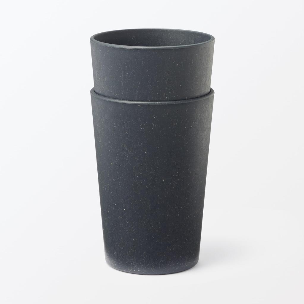 MUJI Cups Made from Palm Set of 76014225 Microwave-Safe Offcuts, 2, Black,