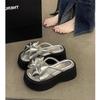 2025 Summer New Fairy Style Bow Gentle Platform Sandals Women Wear Fashionable Versatile One-word Cool Slippers