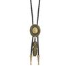 Vintage Western Cowboy Hat Necklace Unisex Metal Feather Necktie Long Pendant Chain  Western Style