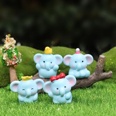 Mini Elephant Figurines Miniature Resin Fairy Garden Elephant Models Micro Moss Landscape DIY Terrarium Crafts for Dollhouse Aquarium Decor