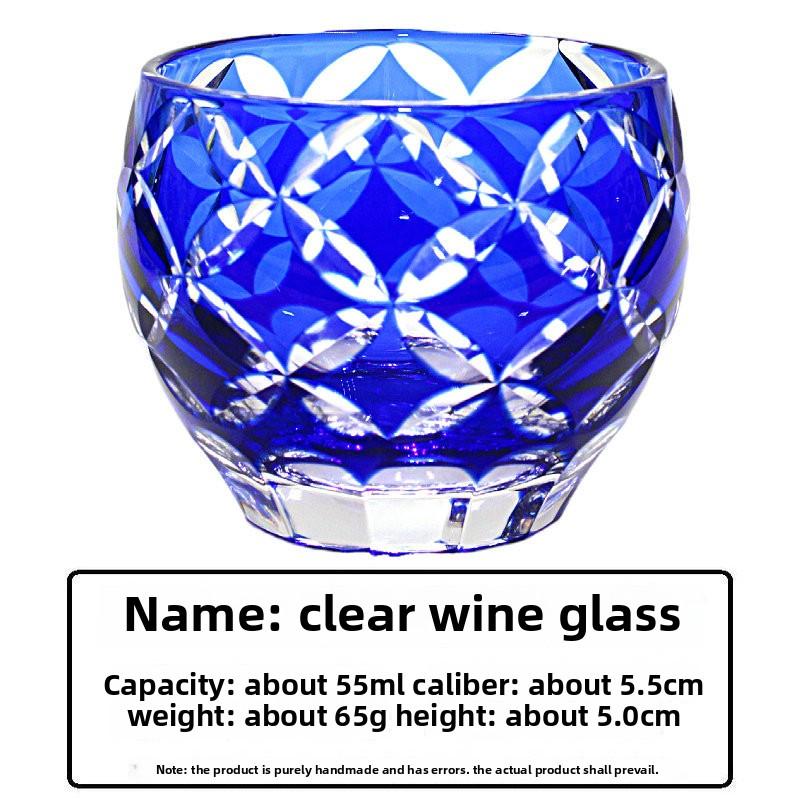 

Edo Kiriko Japanese Sake Cup Hand Carved Glassware Sake Set Free Shipping синий