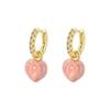 Exquisite Pink Heart Peach Ear Studs: Fashionable, Cute, Light Luxury Earrings for Women