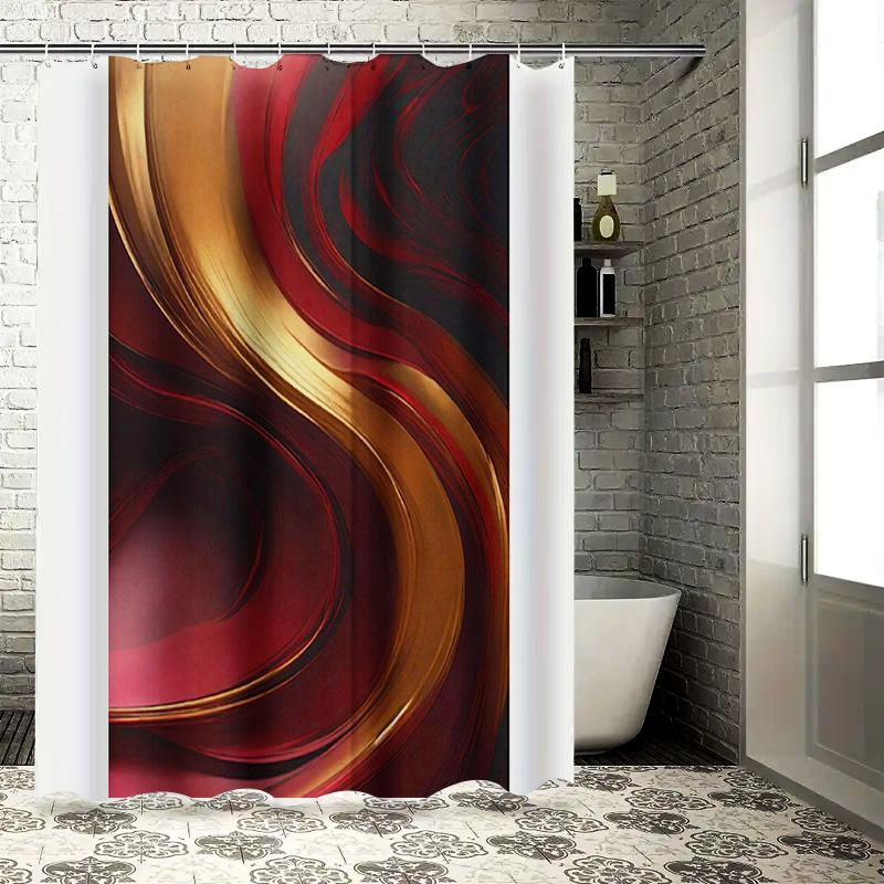 

Swirling Red Gold Shower Curtain Waterproof Polyester Bathroom Decor Luxury Modern Abstract Print 72X72 Inches (180*180 Cm) W60H190(CM)-1 Pcs