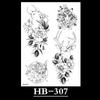 Flower Sketch Tattoo Sticker, Black And White Half Arm Tattoo Sticker, Waterproof And Sweat Proof Tattoo