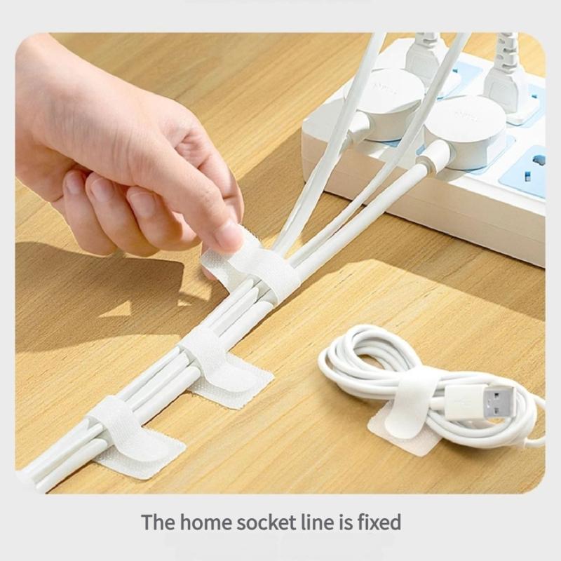 100Pcs Power Cord Storage Cable Manager Adhesive Cord Clip Cable Management Protector for Desktop Managements
