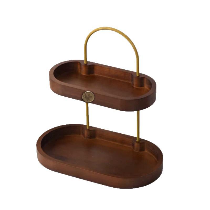 Vintage Wooden Double-Layer Jewelry & Perfume Display Organizer