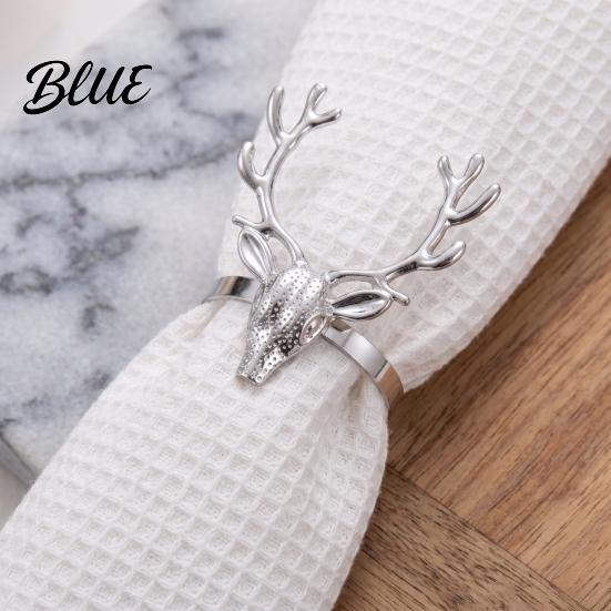 Silver Elk Table Holder Reusable Deer Ring Napkin Decorations Christmas Metal Head Holiday Dinner Settings Ring for Dining Decor