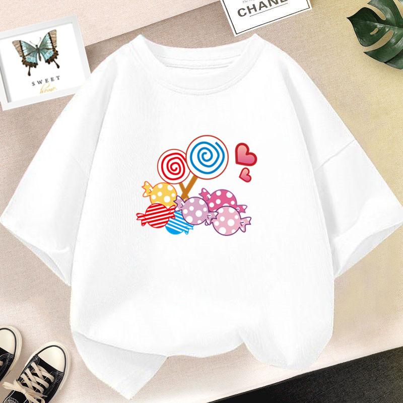 Girl Shirt Candy Lollipop Sweet T Shirts Girl Clothes Outfit Kids Tops Baby Girl Clothes T-shirts Child Clothing