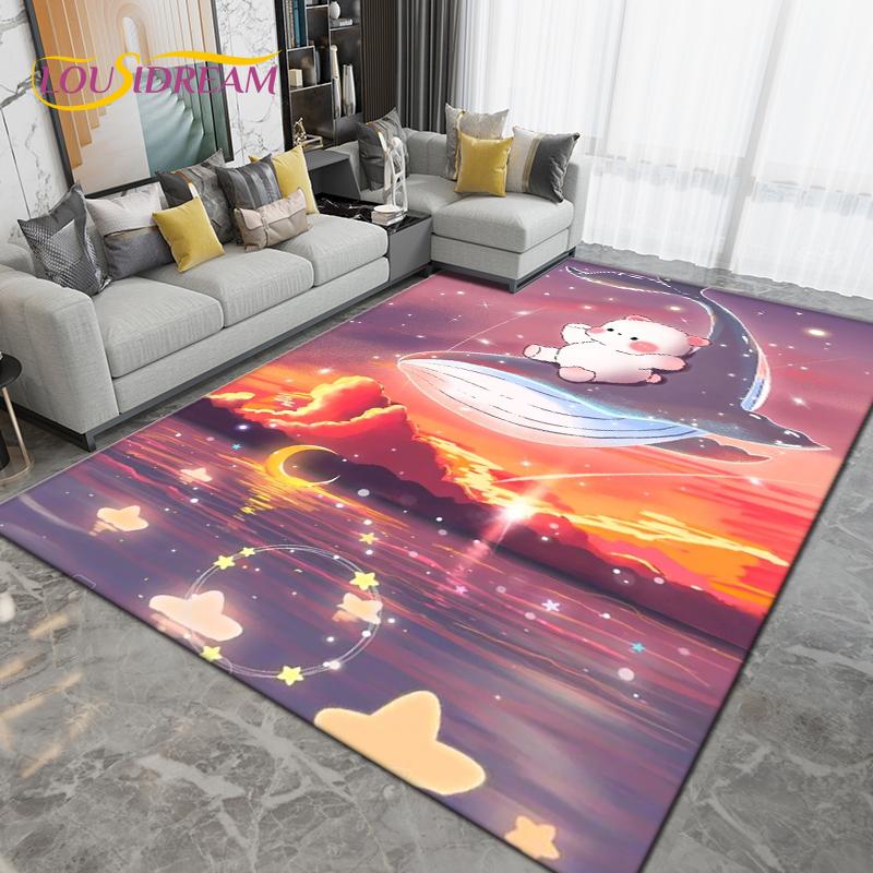 Ocean Underwater World Fish Dolphin Octopus Area Rug,Carpet Rug for Living Room Bedroom Sofa,Kitchen Bathroom Non-slip Floor Mat