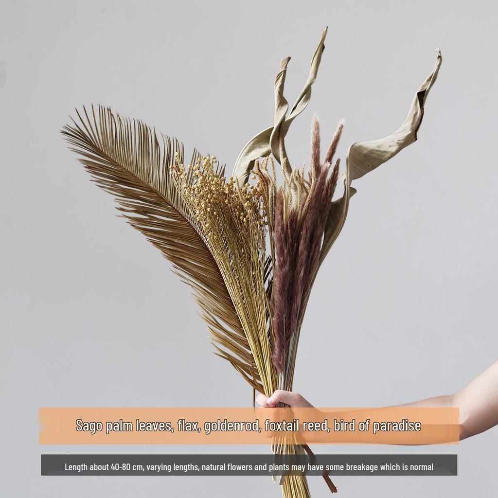 Wabi-sabi Dried Flower Arrangement: Reed, Pine Cones, Cotton, Wheat, Poppy Bouquet