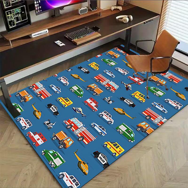 1PC Ambulance Firetruck Extra Large Non-Slip Floor Carpet, Office, Family, Bedroom, Studio - Large Area Rug Indoor Rugs, Vibrant Colors-W253