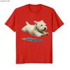 Interesting running puppy art print exquisite Sitri dog Tshirt suitable for both Unisex pure cotton Tshirt shortsleeved top
