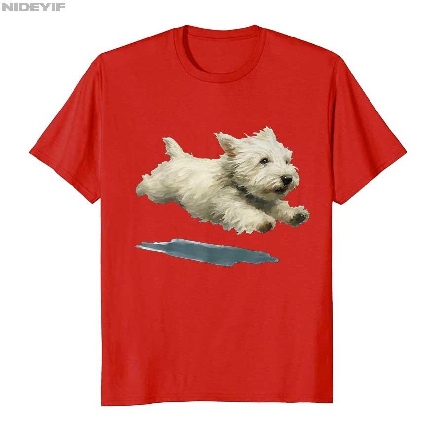 Interesting running puppy art print exquisite Sitri dog Tshirt suitable for both Unisex pure cotton Tshirt shortsleeved top