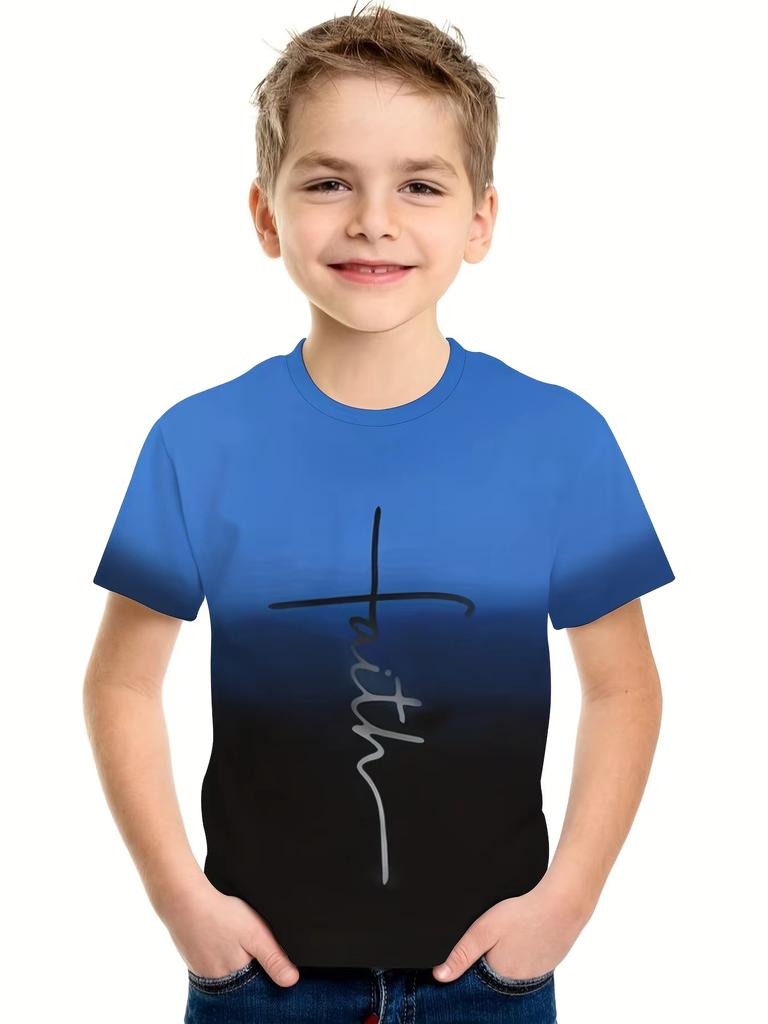Kinderkleidung Jungen T-Shirt 2-10 Jahre Kurzarm Kinder-T-Shirt 3D Buchstaben Druck Lässig Rundhalsausschnitt Sommer Kinderkleidung