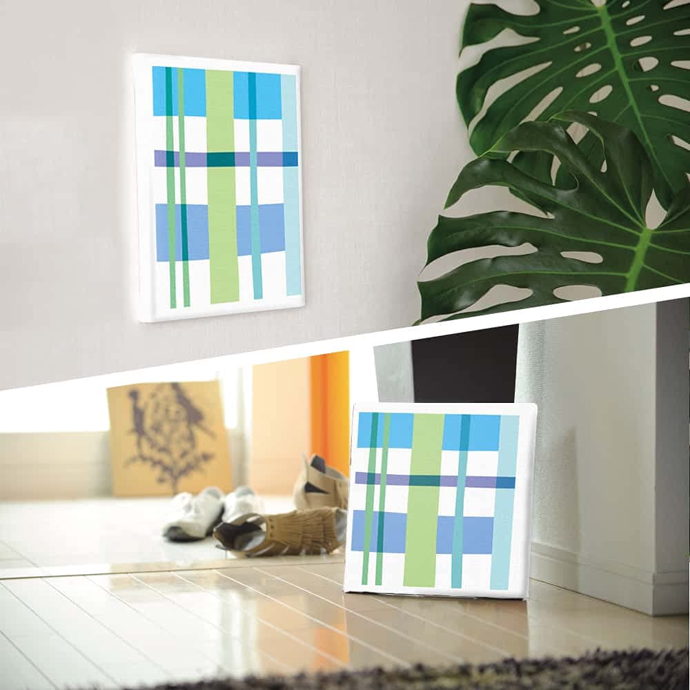 Lib Checkered Blue Art Fabric Panel 57x57cm Made in Japan Pastel Modern Stylish Interior Decor