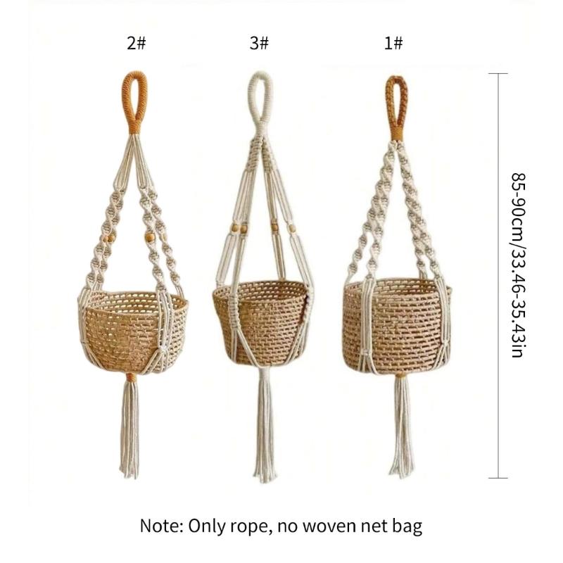 Multipurpose Woven Tassels Hanging Net Nordic Cotton Rope Macrames Plant Hanger for Flower Pot Holder and Home Wall Decors