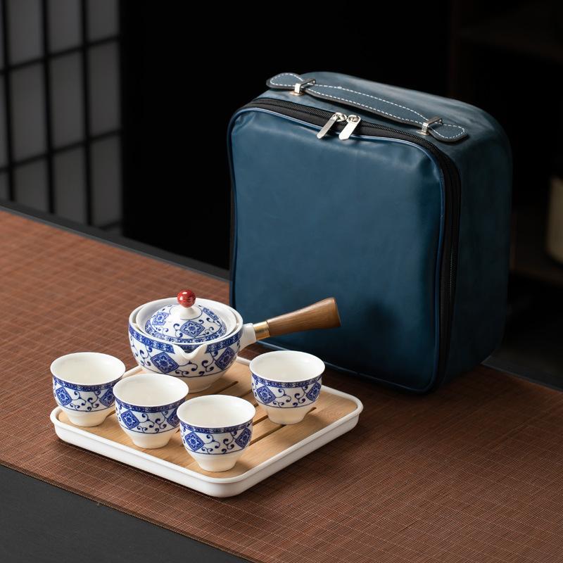 Chinese Kung Fu Ceramic Tea Set Portable Travel Tea Set Creative Household 360 Rotation Tea Make Teacup Teaware Sets Gift Box