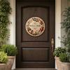 Christmas Wreath Welcome Sign, Round Door Hanger Decoration, Holiday Party Decor for Front Door or Wall, Rustic