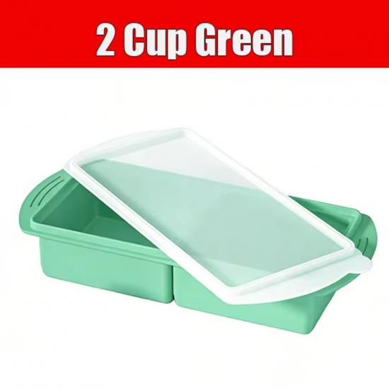 Silicone Freezer Tray with Lid 2/4 Cup Large Ice Cube Mold for Broth Soup Food Storage - Soup Cubes Freezer Container Mold 6