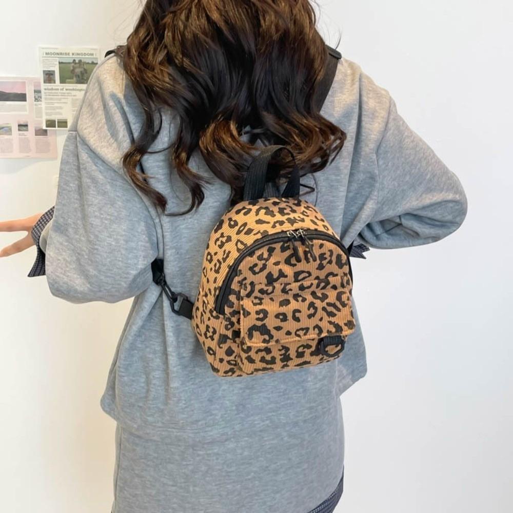 Fashion Large Capacity Shoulder Bag Leopard Print Wear-resistant Mini Rucksack Lightweight Square Bag