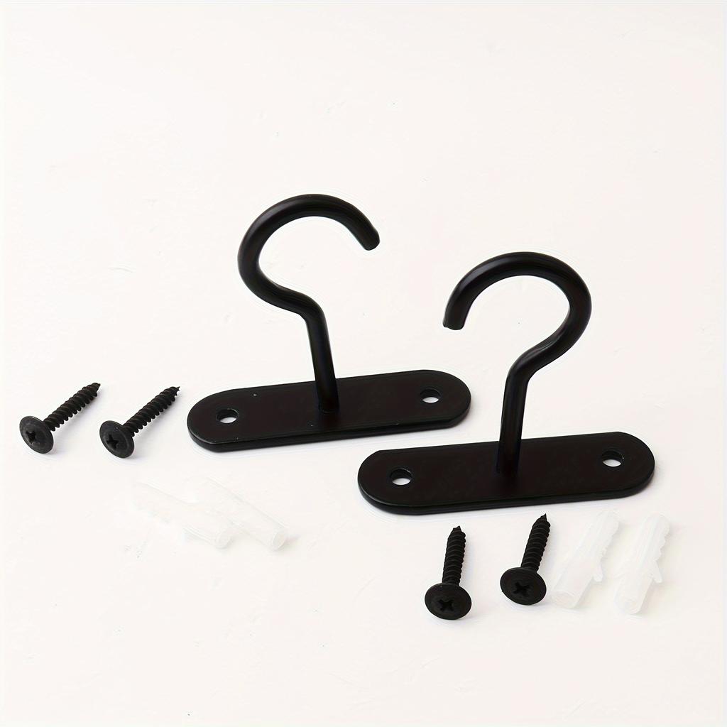 2Pcs Black Ceiling Hooks, Suitable For Plants, Bird Feeders And Decorations - Easy-To-Install Wall-Mounted Hangers, Suitable For Lamps, Lanterns