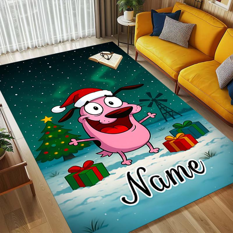 Custom Name Pink Piggy Living Room Non-Slip Area Rug Soft Carpet for Bedroom Kids Playroom Sofa Office Home Decor Doormat