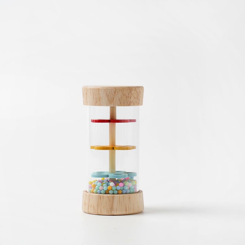

Kids Wooden Rain Cone Hourglass Rattle Percussion Instrument Infant Kids Educational Toys Rainbox-small size
