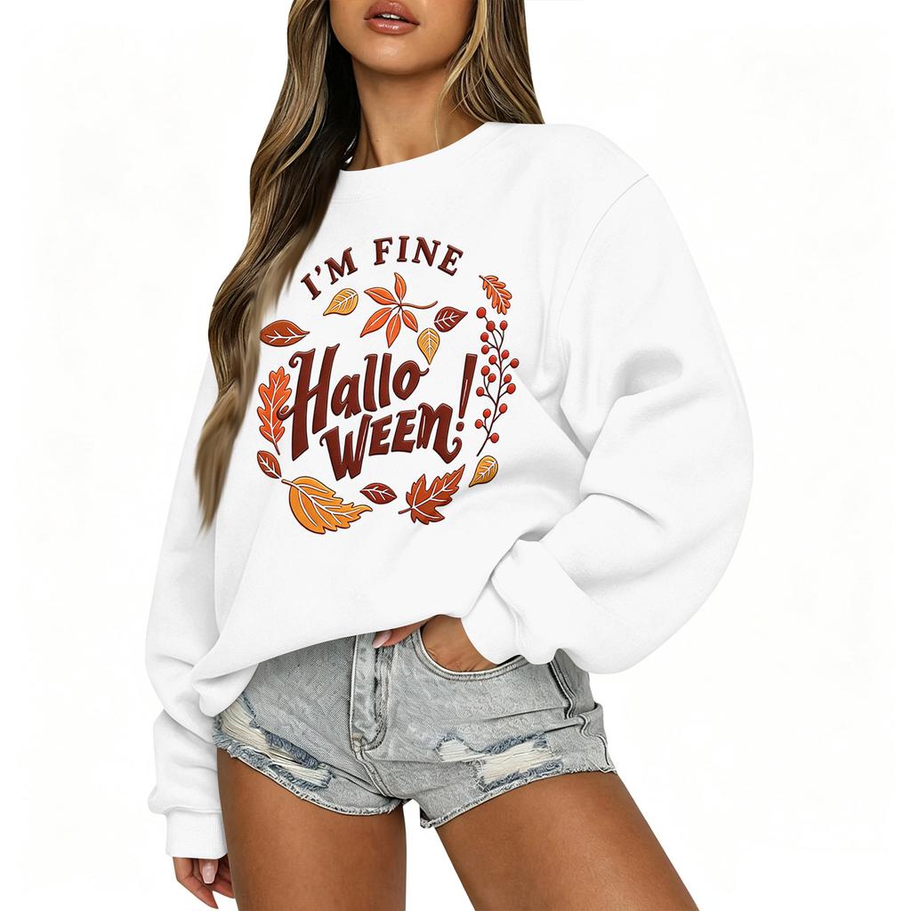 Women's Casual Long Sleeve Christmas Print Round Neck Top for Holiday Festive Wear