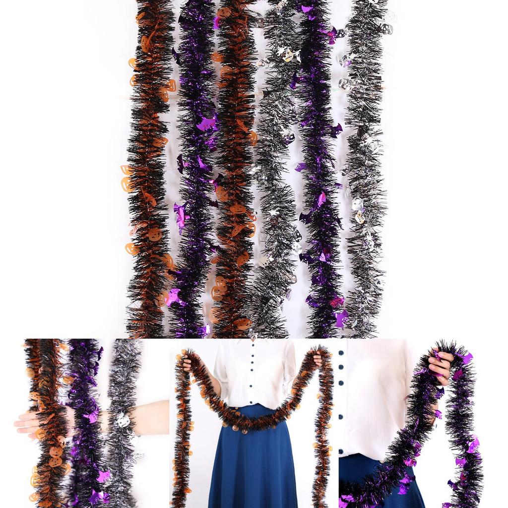 Halloween Pumpkin Colorful 2m Tinsel Bat Decorative Hanging Decoration Wsmt