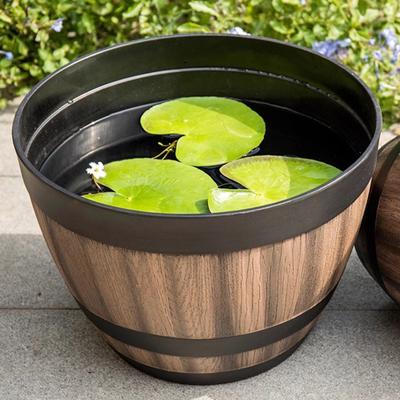 Vaso da Fiori Grande Yousheng Design a Botte di Whiskey Fioriera con Fori di Drenaggio Sottovaso Fioriera di Loto Vasi da Giardino Rustici per Erbe Piantagione all'Aperto