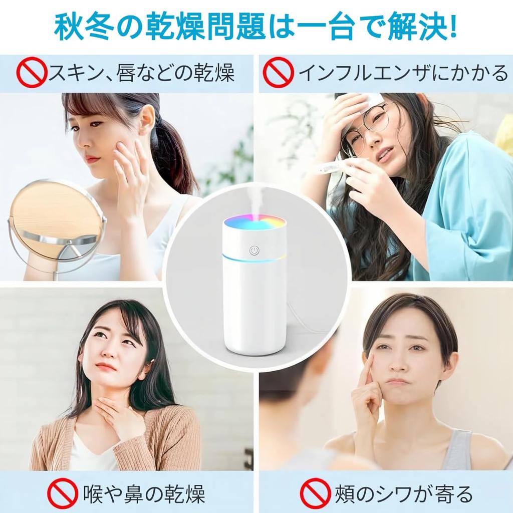 Compact Desktop Humidifier New 260mL Mist LED Suitable for Single Compact [2025 Model] Ultrasonic, 2-Level Level, Mini, 7-Color Light, Cars, Kids'