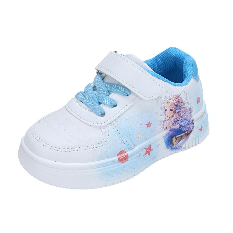 Girls Sports Shoes Children's Casual Shoes 2025 Spring and Autumn New Children's Cartoon Soft Baseplate Shoes Versatile White Shoes