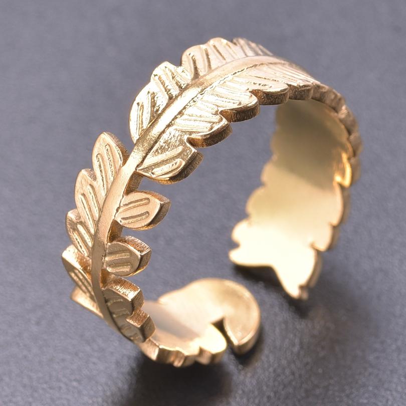 Bague 18k Gold Plated Open Adjustable Stainless Steel Rings For Women Men Accessories Cross Shell Plant Leaf Ring Finger Jewelry