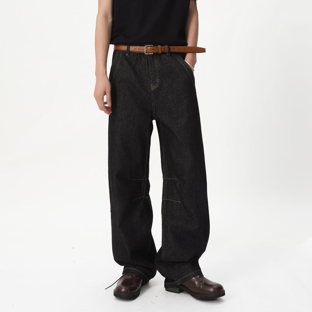 Men's | Vintage Design Primary Color Wide-leg Jeans American Street Loose Straight Pants