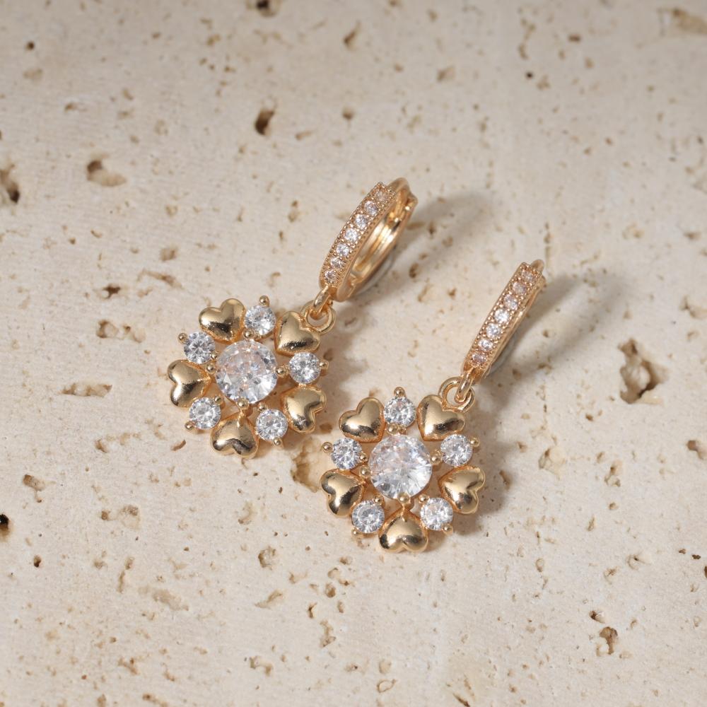1 Pair Fashion Round Garland Dangle Earrings for Women Zirconia Earring Jewelry Daily Wedding Party Accessories